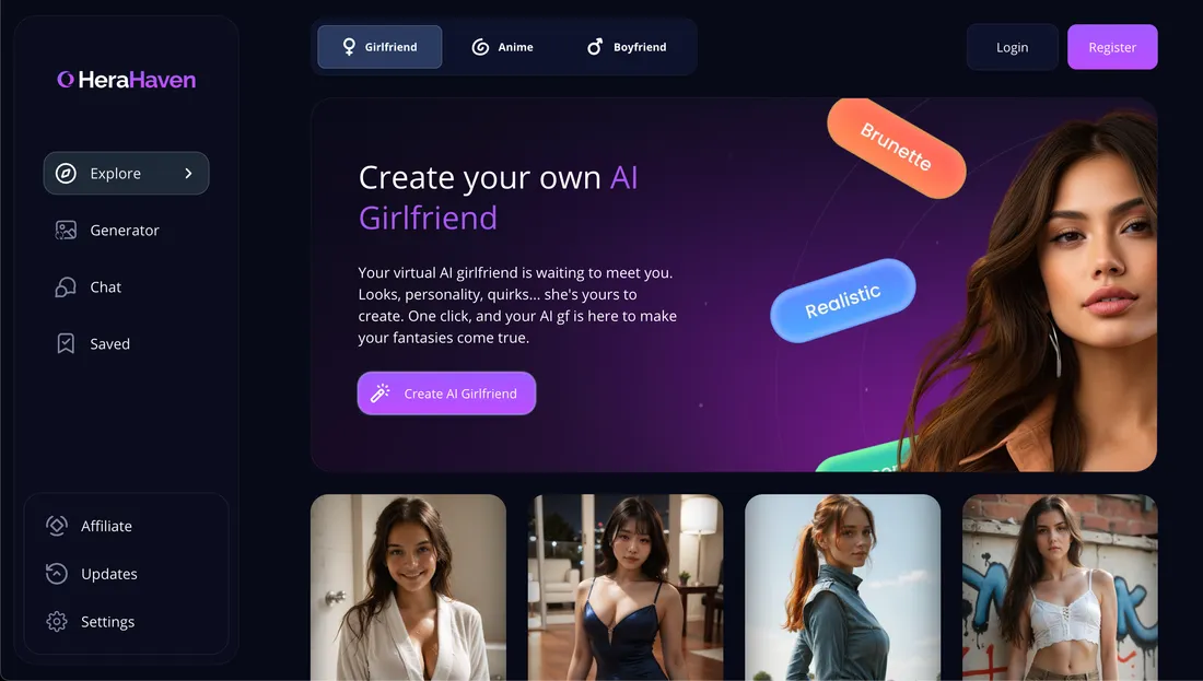 HeraHaven AI companion interface