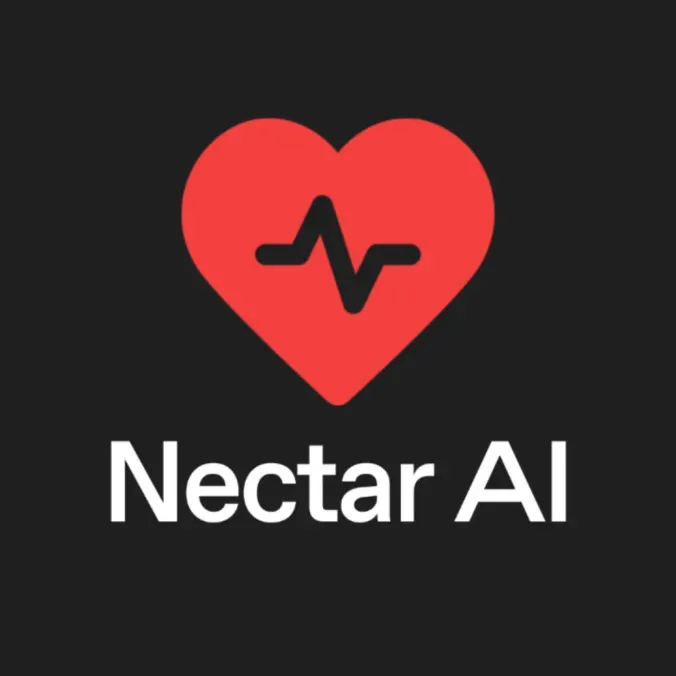 Nectar AI logo — a red heart with a heartbeat line above the Nectar AI wordmark on a black background
