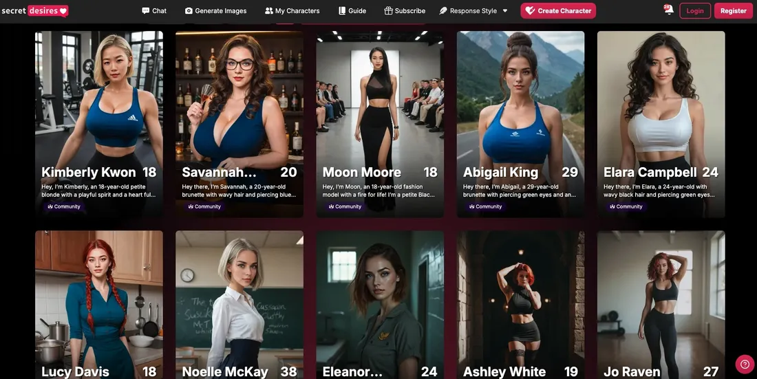 SecretDesires AI companion creation screen