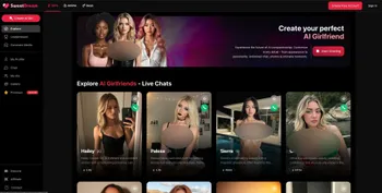 Sweetdream.ai chat interface with affectionate messages.